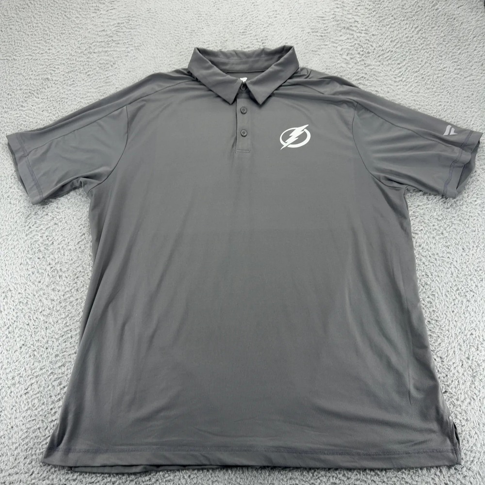 Fanatics Tampa Bay Lightning Polo Shirt Mens 2XL Gray NHL Hockey Logo